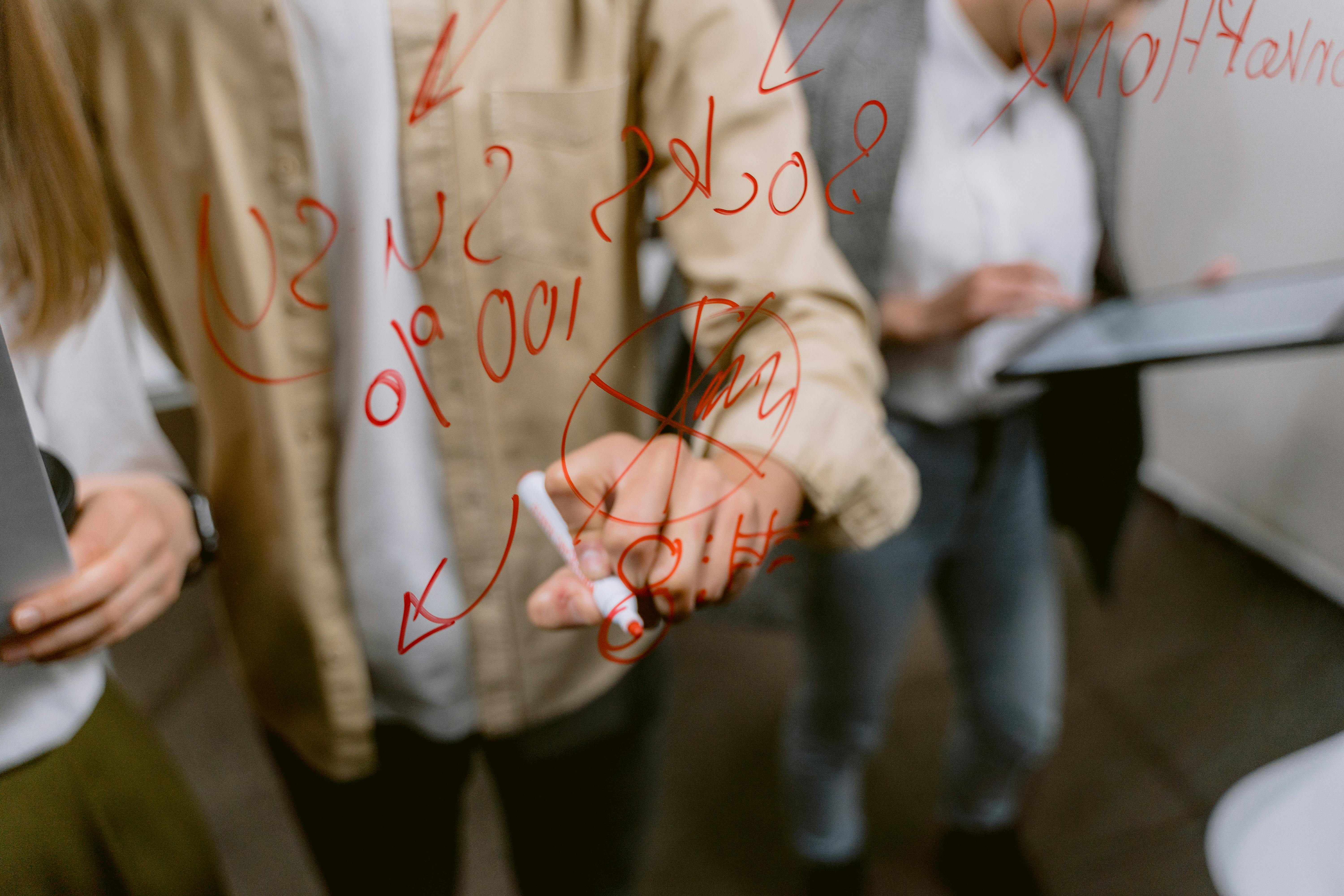 A team capturing a meeting whiteboard